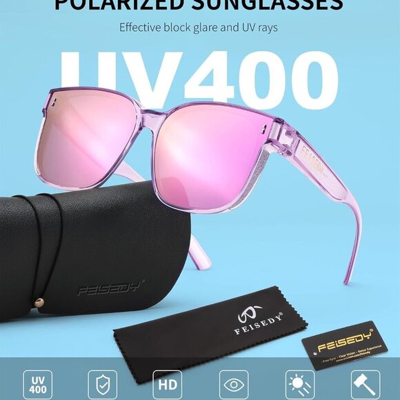 Oversized Polarized Sunglasses Fit Over Glasses UV400 Women Stylish Fashion - Picture 6 of 8